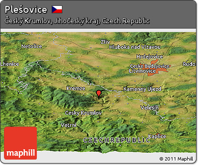 Satellite Panoramic Map of Plešovice