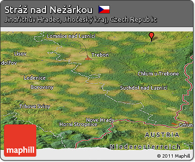 Satellite Panoramic Map of Stráž Nad Nežárkou