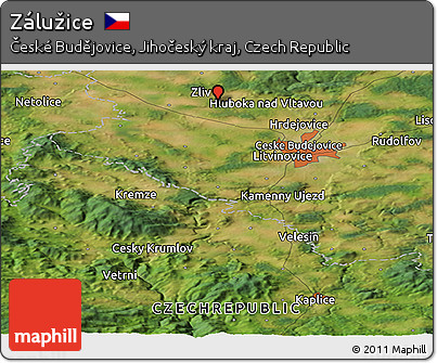 Satellite Panoramic Map of Zálužice