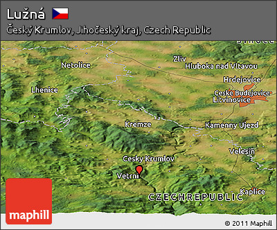 Satellite Panoramic Map of Lužná