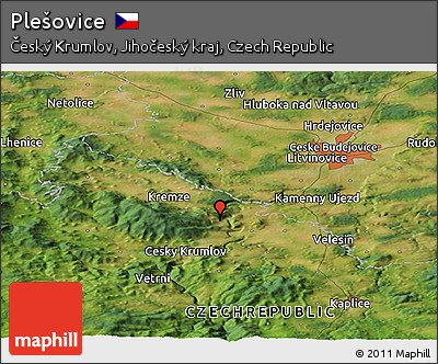 Satellite Panoramic Map of Plešovice