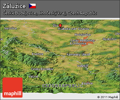 Satellite Panoramic Map of Zálužice