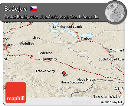 Shaded Relief Panoramic Map of Božejov