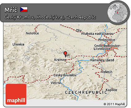 Shaded Relief Panoramic Map of Mříč