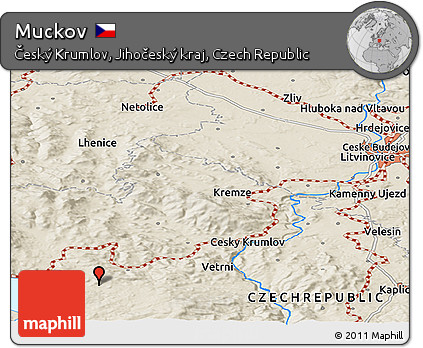 Shaded Relief Panoramic Map of Muckov
