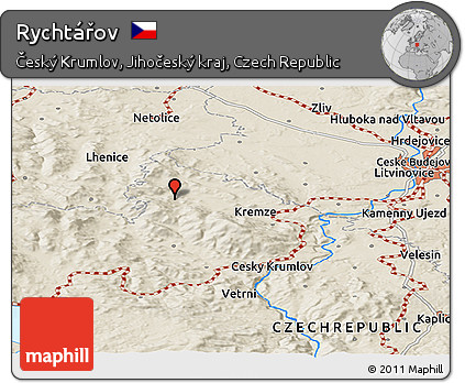 Shaded Relief Panoramic Map of Rychtářov