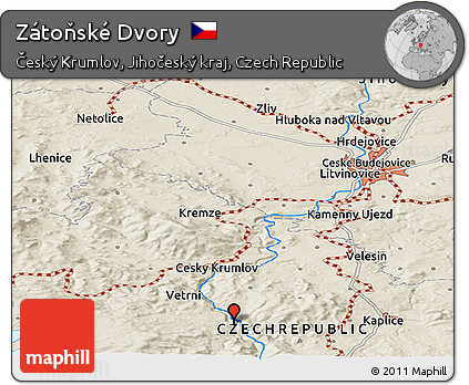 Shaded Relief Panoramic Map of Zátoňské Dvory