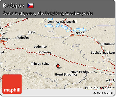 Shaded Relief Panoramic Map of Božejov