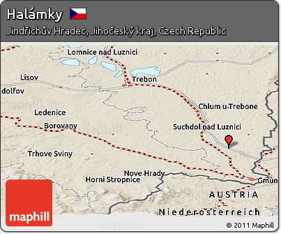 Shaded Relief Panoramic Map of Halámky
