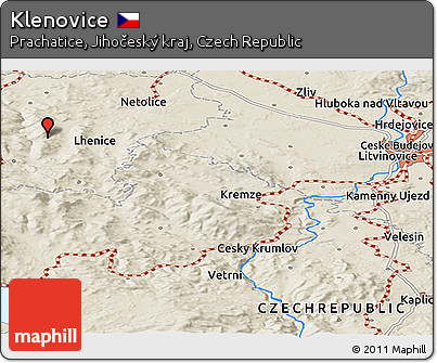 Shaded Relief Panoramic Map of Klenovice