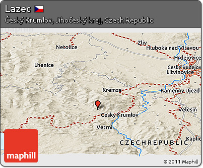 Shaded Relief Panoramic Map of Lazec