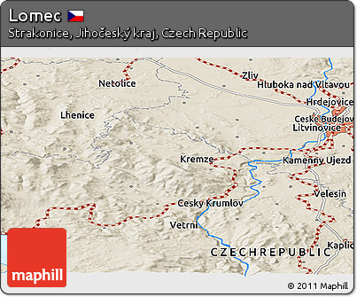Shaded Relief Panoramic Map of Lomec
