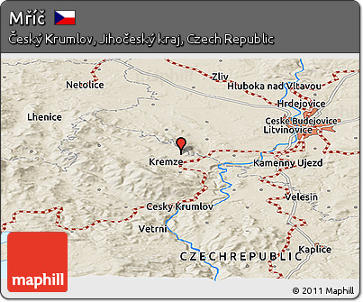 Shaded Relief Panoramic Map of Mříč
