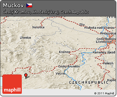 Shaded Relief Panoramic Map of Muckov