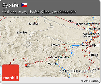 Shaded Relief Panoramic Map of Rybáře