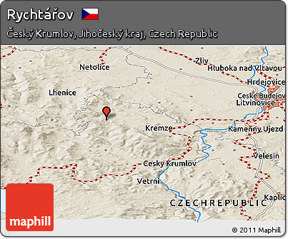 Shaded Relief Panoramic Map of Rychtářov