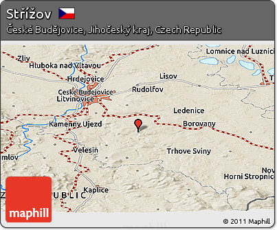 Shaded Relief Panoramic Map of Střížov