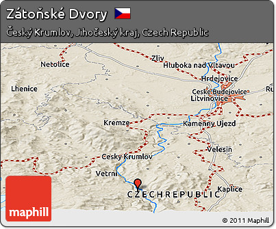 Shaded Relief Panoramic Map of Zátoňské Dvory