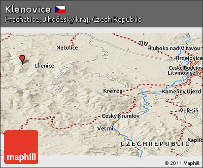 Shaded Relief Panoramic Map of Klenovice