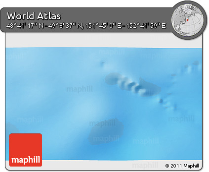 Physical 3D Map of the Area around 48° 54' 57" N, 152° 13' 29" E