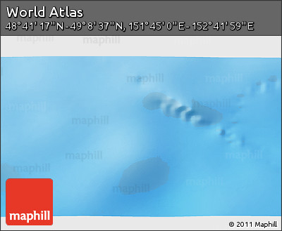 Physical 3D Map of the Area around 48° 54' 57" N, 152° 13' 29" E