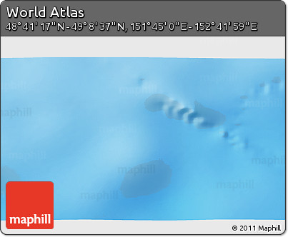Physical 3D Map of the Area around 48° 54' 57" N, 152° 13' 29" E
