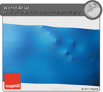 Physical 3D Map of the Area around 48° 54' 57" N, 156° 28' 29" E