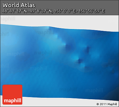 Physical 3D Map of the Area around 48° 54' 57" N, 156° 28' 29" E