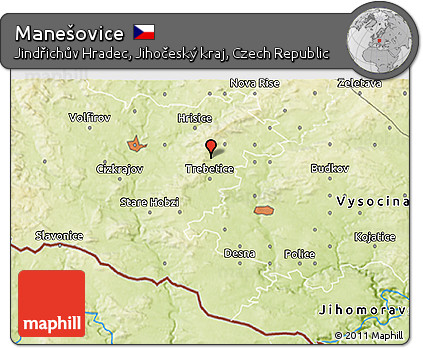 Physical 3D Map of Manešovice