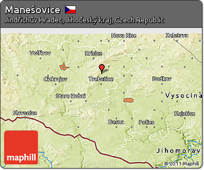Physical 3D Map of Manešovice