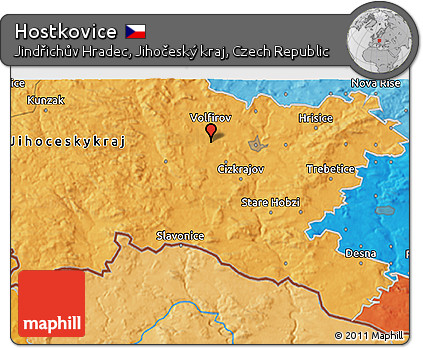 Political 3D Map of Hostkovice