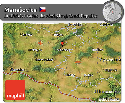 Satellite 3D Map of Manešovice