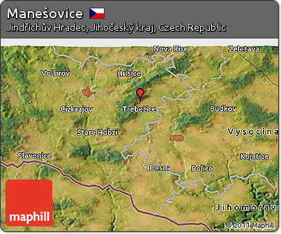Satellite 3D Map of Manešovice