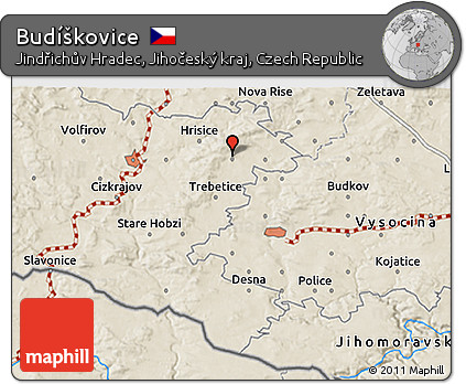 Shaded Relief 3D Map of Budíškovice