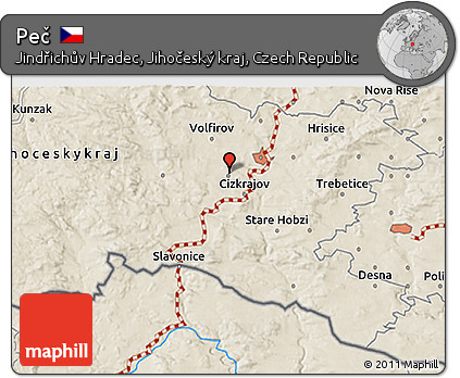 Shaded Relief 3D Map of Peč