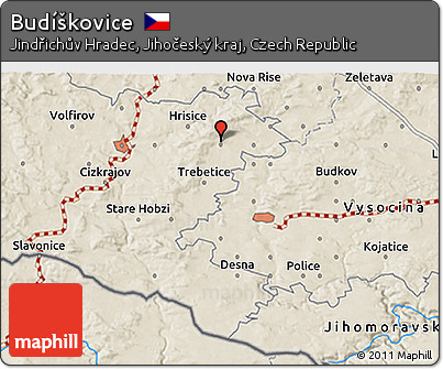 Shaded Relief 3D Map of Budíškovice