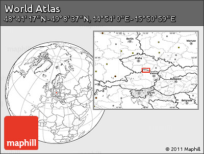 Blank Location Map of the Area around 48° 54' 57" N, 15° 22' 30" E