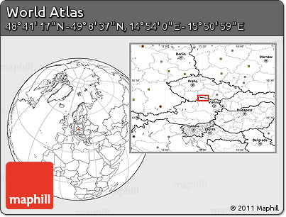 Blank Location Map of the Area around 48° 54' 57" N, 15° 22' 30" E