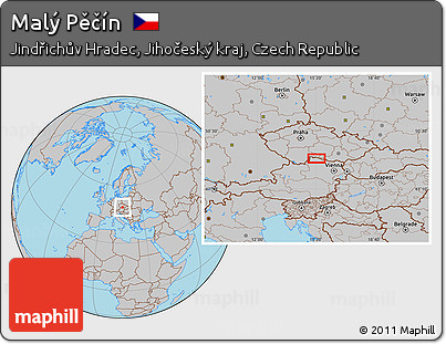 Gray Location Map of Malý Pěčín
