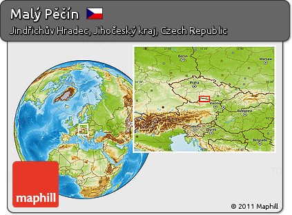 Physical Location Map of Malý Pěčín
