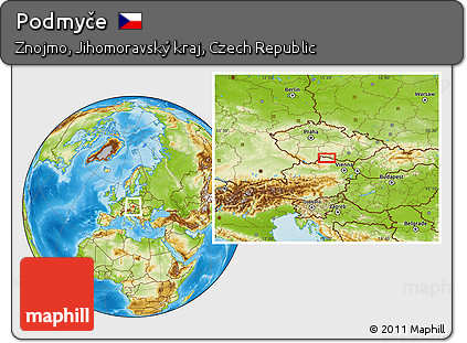 Physical Location Map of Podmyče