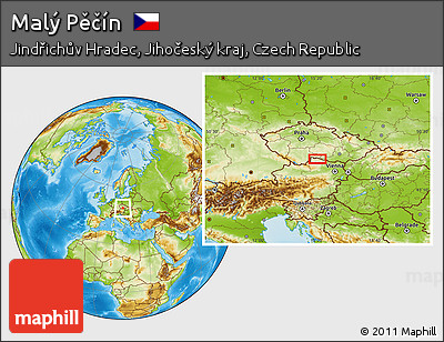Physical Location Map of Malý Pěčín