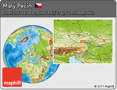 Physical Location Map of Malý Pěčín