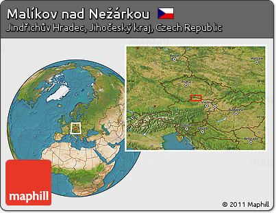 Satellite Location Map of Malíkov Nad Nežárkou