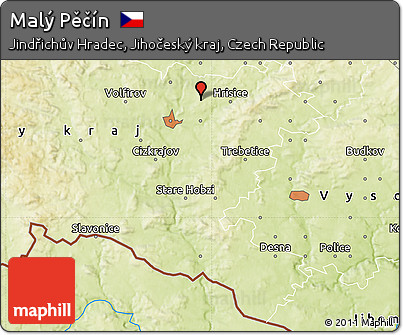 Physical Map of Malý Pěčín
