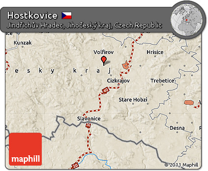 Shaded Relief Map of Hostkovice