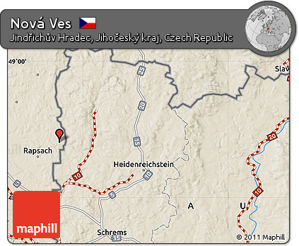 Shaded Relief Map of Nová Ves