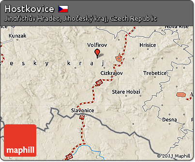 Shaded Relief Map of Hostkovice