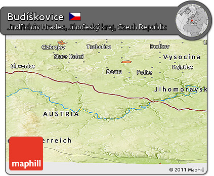 Physical Panoramic Map of Budíškovice