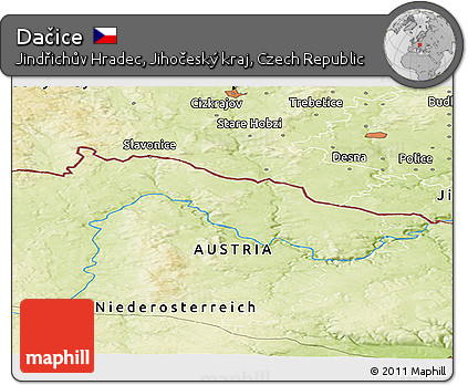 Physical Panoramic Map of Dačice